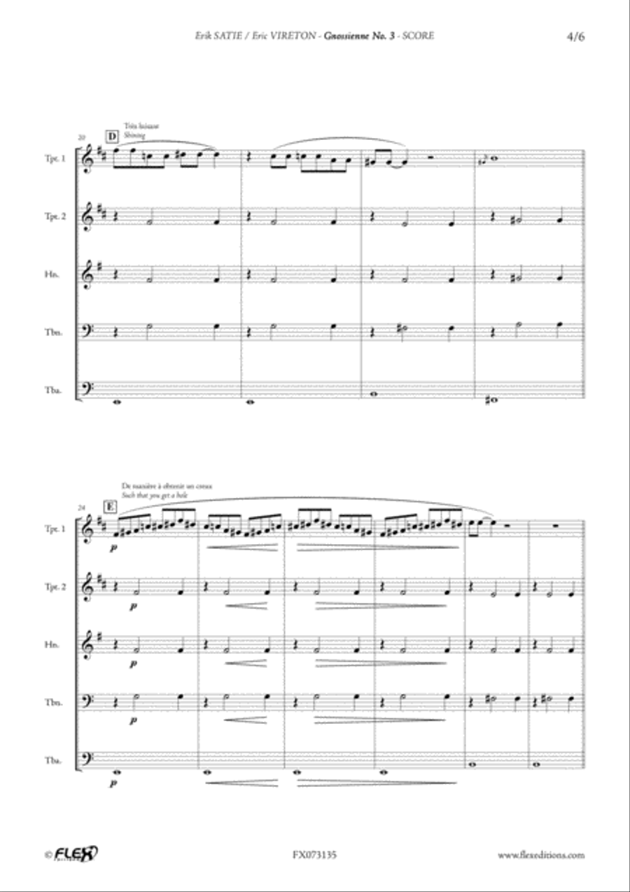 Gnossienne No. 3 Horn scores gallery preview page 4