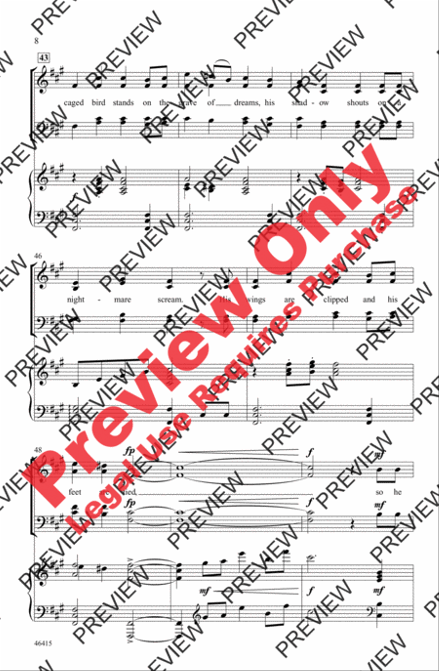 Caged Bird Caged Bird 4-Part scores gallery preview page 7