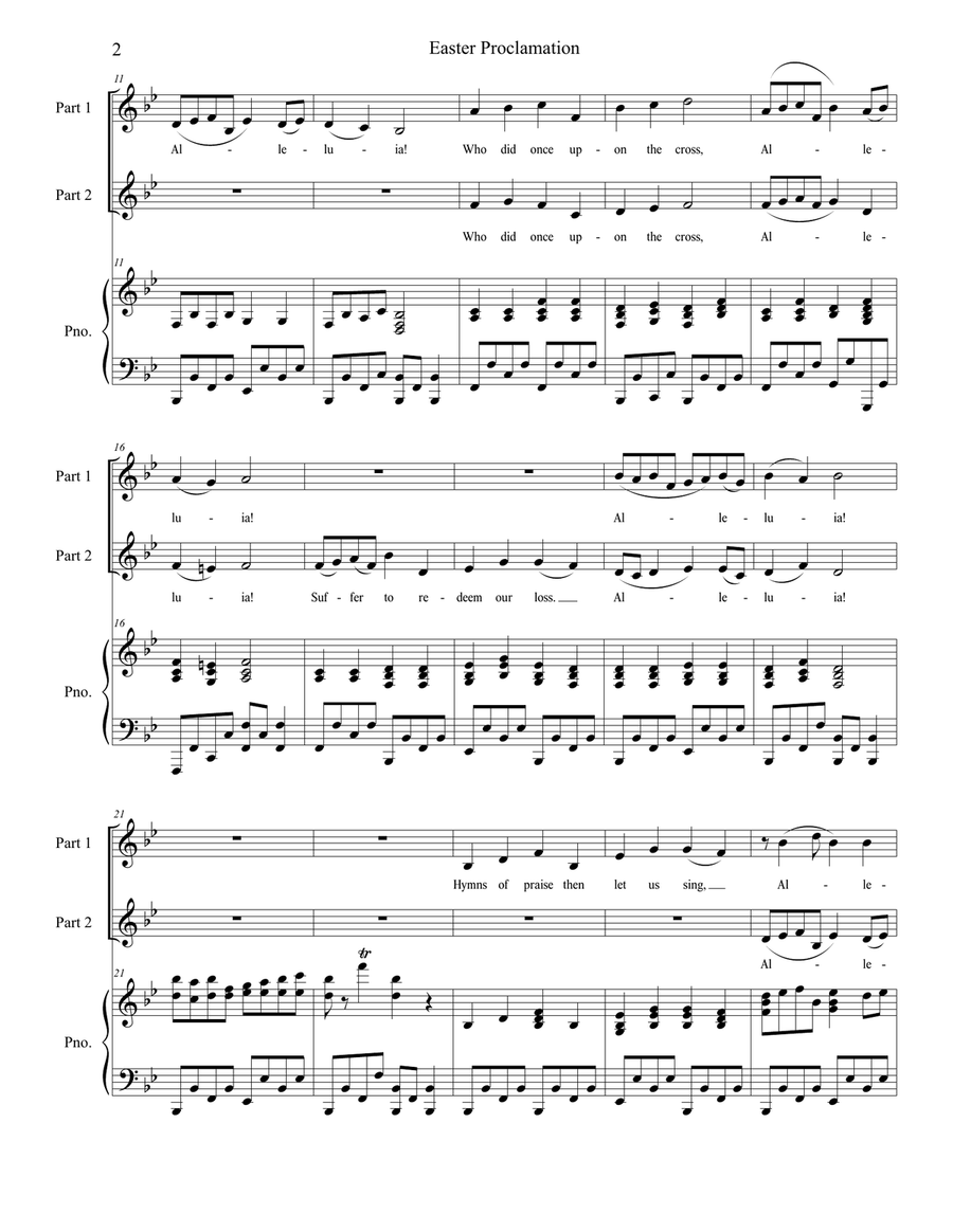 Easter Proclamation (The Risen Christ) (2-part choir) 2-Part scores gallery preview page 2