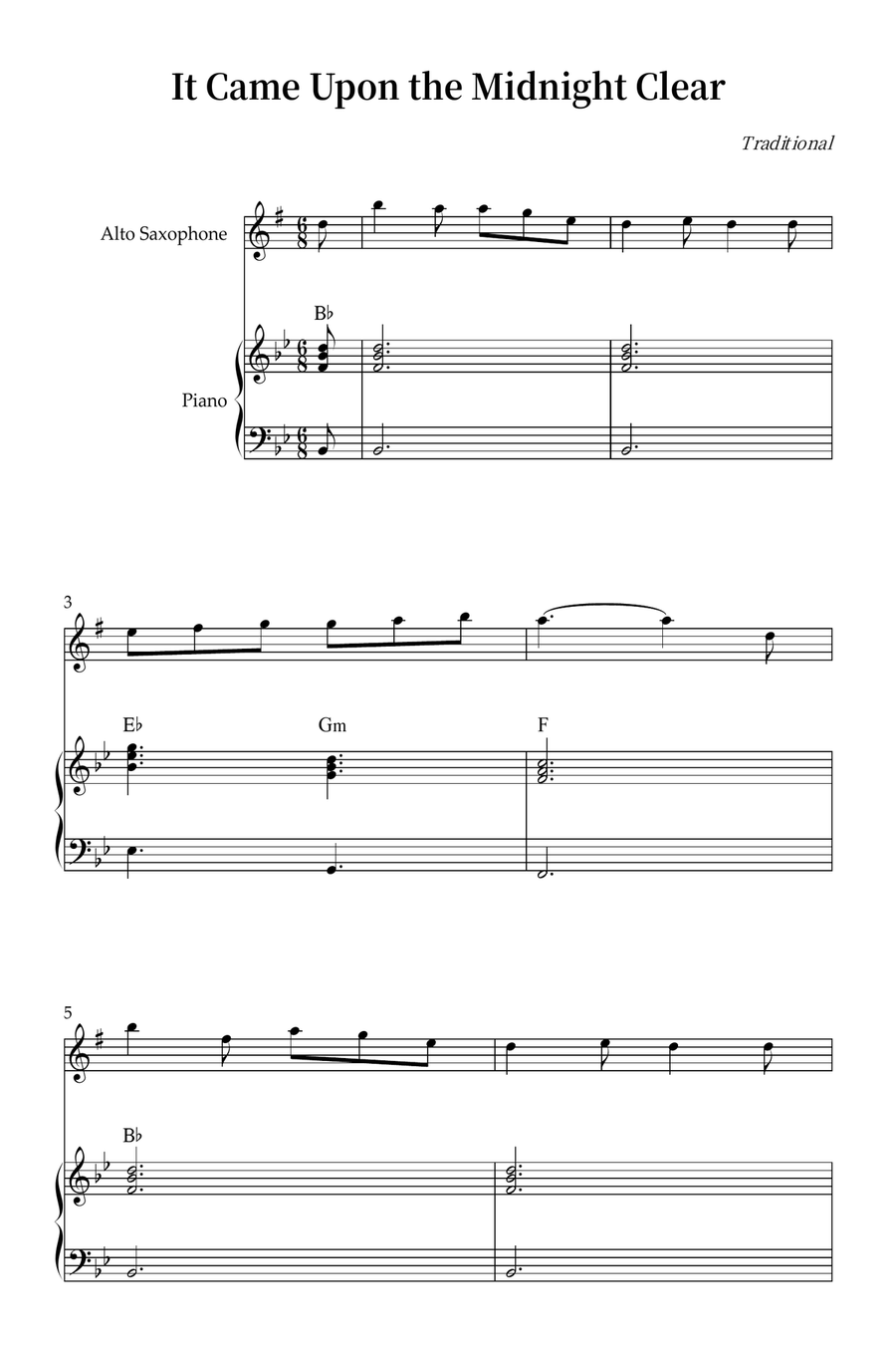 It Came Upon the Midnight Clear Alto Saxophone scores gallery preview page 1