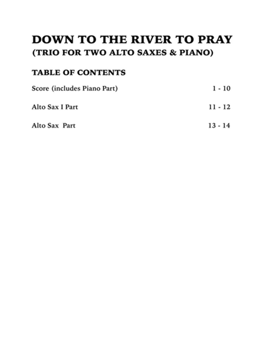 Down to the River to Pray (Trio for Two Alto Saxes and Piano) image number null