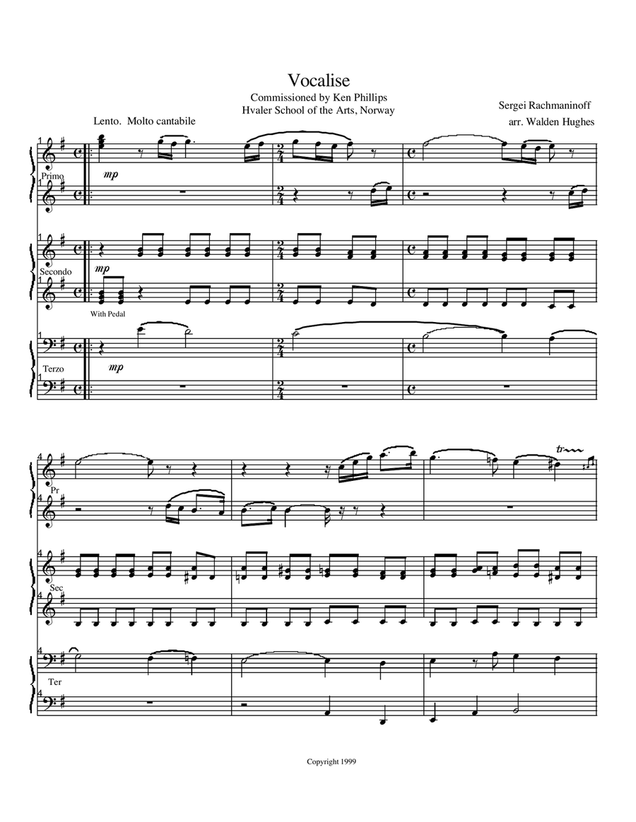 Vocalise 1 Piano 6 Hands Trio Piano Trio scores gallery preview page 1