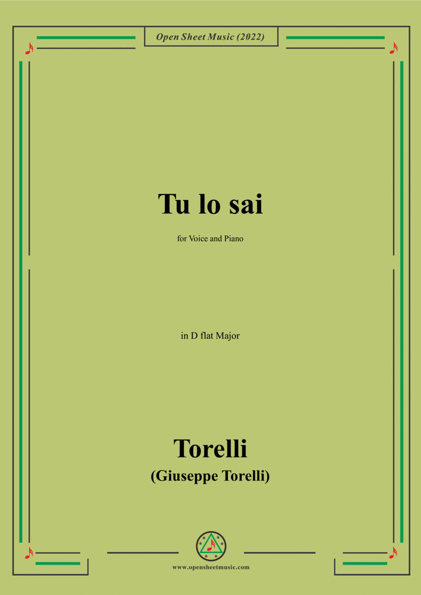Giuseppe Torelli-Tu lo sai,in D flat Major,for Voice and Piano image number null