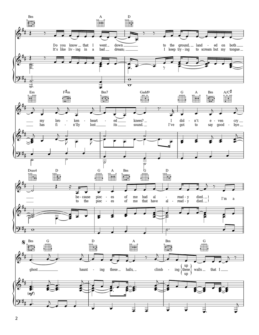Ghost Piano, Vocal, Guitar scores gallery preview page 2