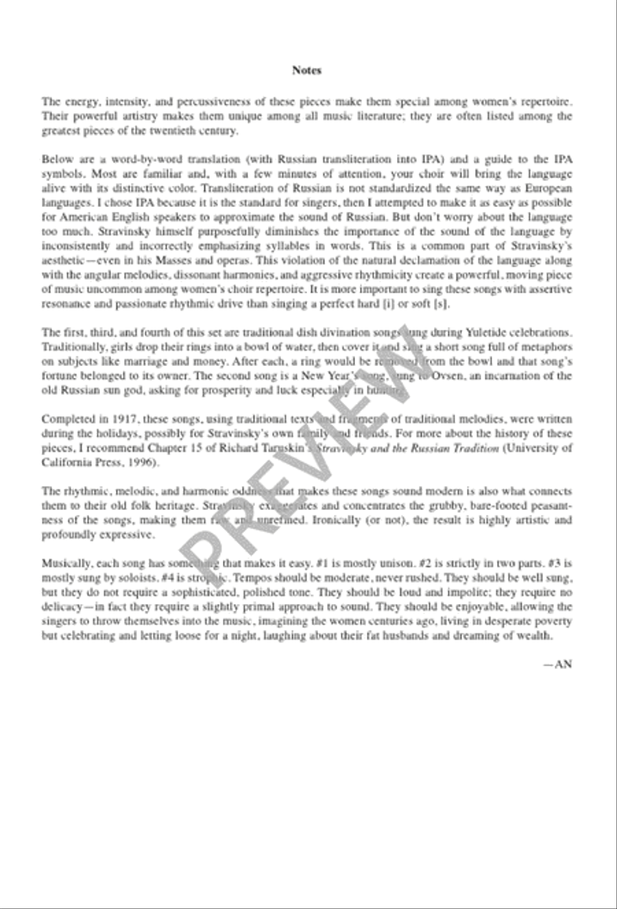 Four Russian Peasant Songs SSAA scores gallery preview page 4