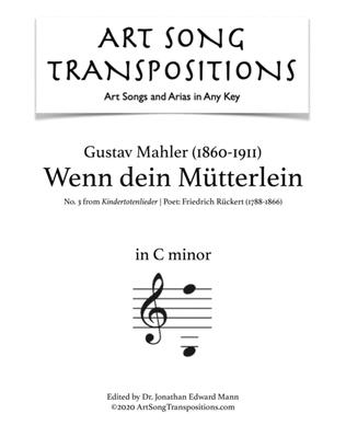 Book cover for MAHLER: Wenn dein Mütterlein (transposed to C minor)