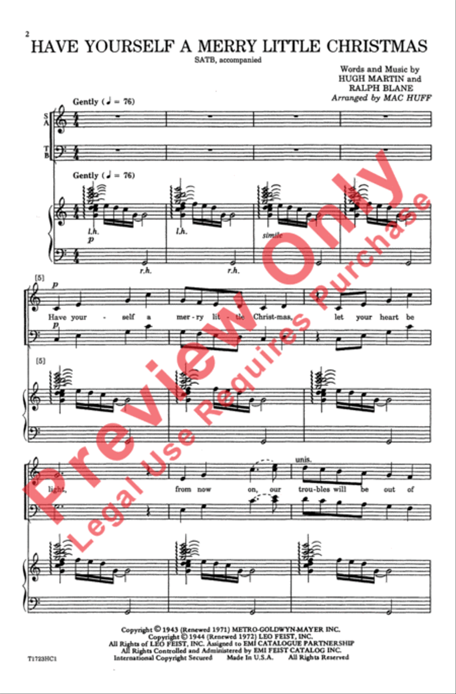 Have Yourself a Merry Little Christmas 4-Part scores gallery preview page 2