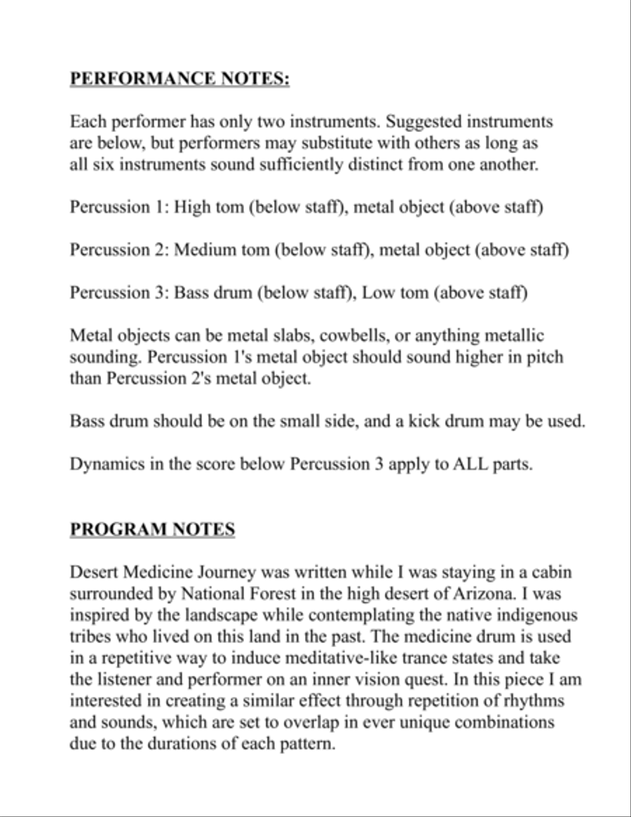 Desert Medicine Journey (for Percussion Trio) Percussion Ensemble scores gallery preview page 2