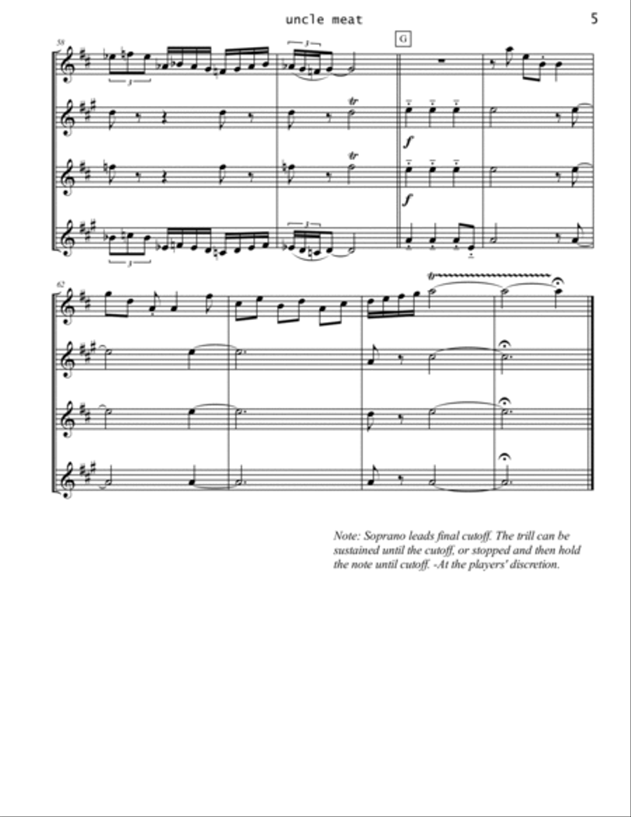 Uncle Meat Saxophone Quartet scores gallery preview page 5