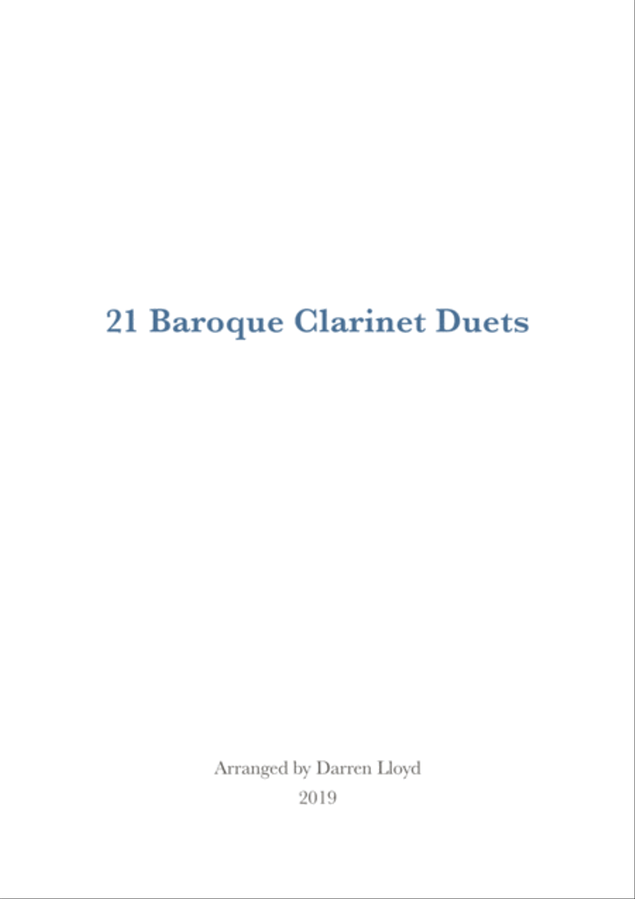 21 Baroque duets for 2 Clarinets Clarinet Duet scores gallery preview page 1