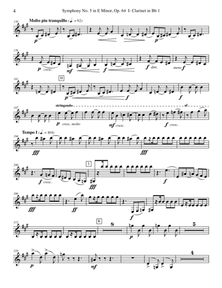 ‪Tchaikovsky‬ Symphony No. 5, Movement I - Clarinet in Bb 1 (Transposed Part), Op. 64