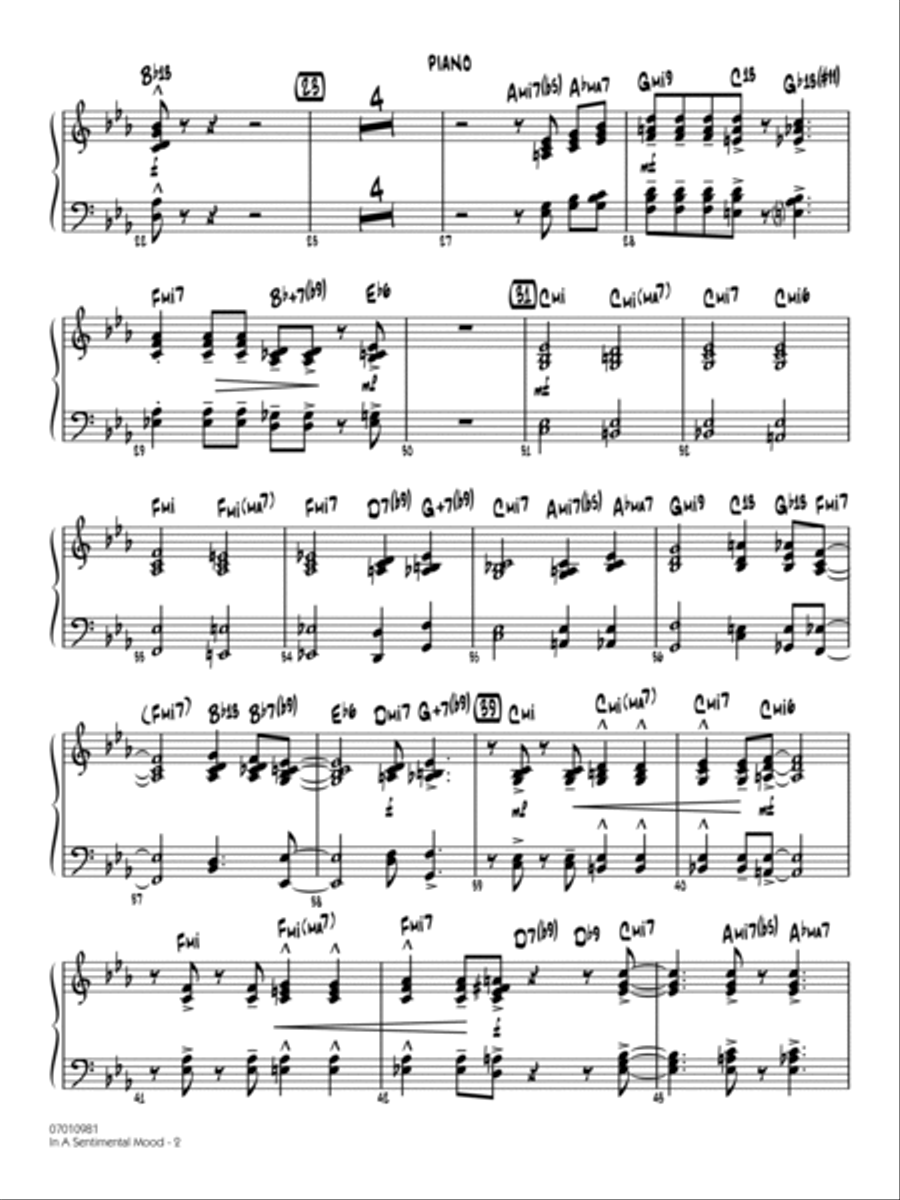 In a Sentimental Mood (arr. Mark Taylor) - Piano Jazz Ensemble scores gallery preview page 2