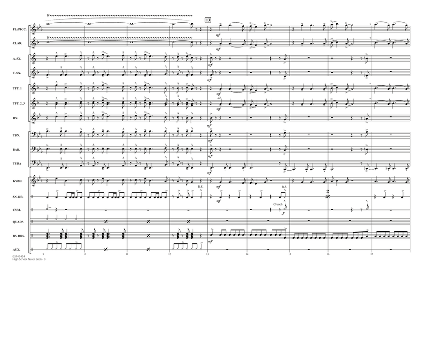 High School Never Ends - Full Score Marching Band scores gallery preview page 3