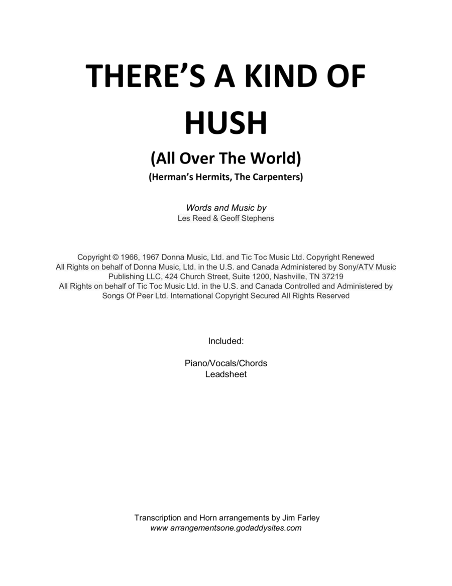 There's A Kind Of Hush (all Over The World) Piano, Vocal, Guitar scores gallery preview page 1