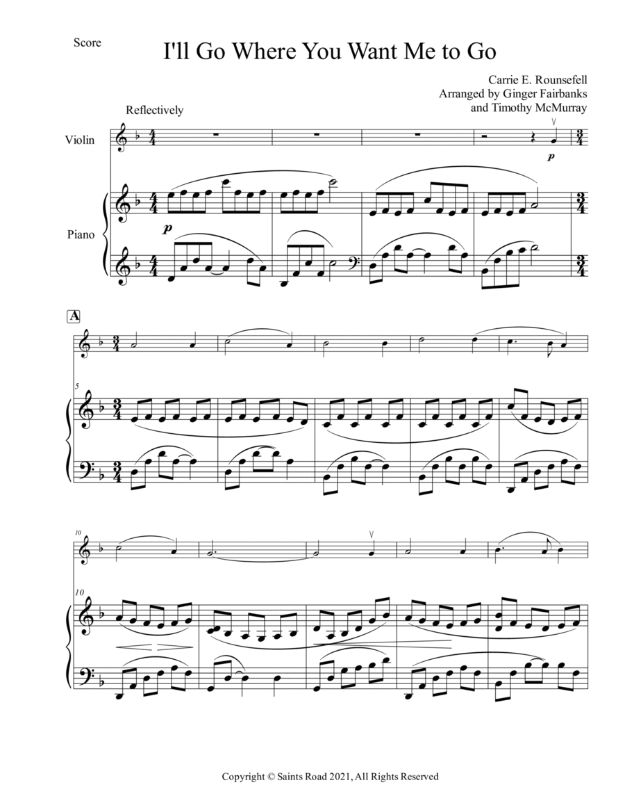 I'll Go Where Where You Want Me to Go String Duet scores gallery preview page 1