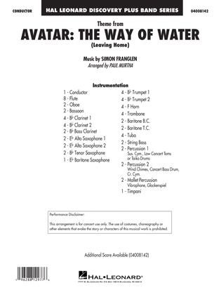 Theme from Avatar: The Way of Water (arr. Paul Murtha) - Conductor Score (Full Score)