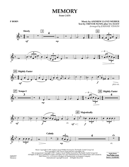 Memory (from Cats) (arr. Johnnie Vinson) - F Horn