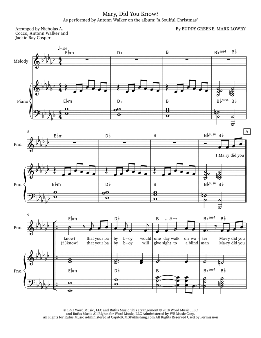 Mary, Did You Know? Mary, Did You Know? Piano, Vocal, Guitar scores gallery preview page 1