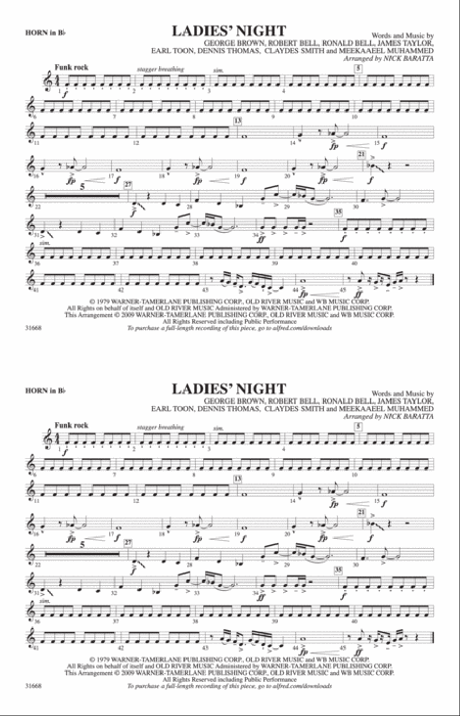 Ladies' Night: Horn in B flat Marching Band scores gallery preview page 1
