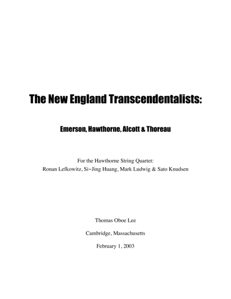 The New England Transcendentalists (2002) for string quartet image number null