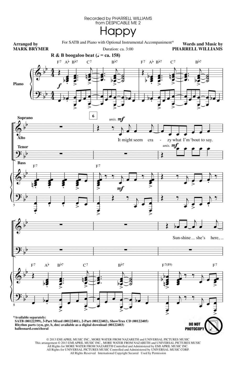 Happy Happy 4-Part scores gallery preview page 1