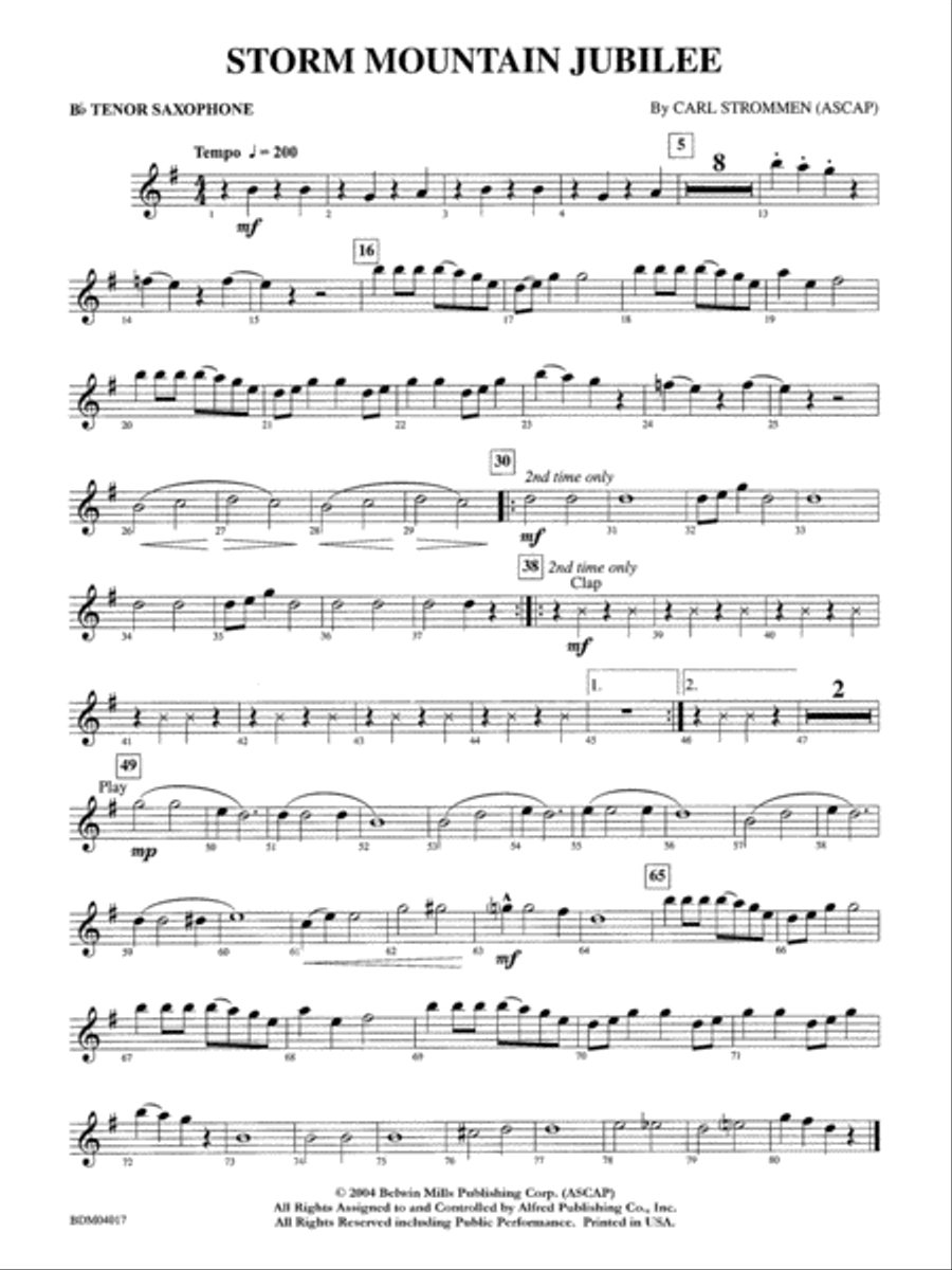 Storm Mountain Jubilee: B-flat Tenor Saxophone Concert Band scores gallery preview page 1