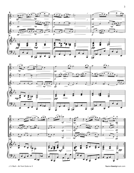 Air from Suite no 3, arranged for three clarinets and piano image number null