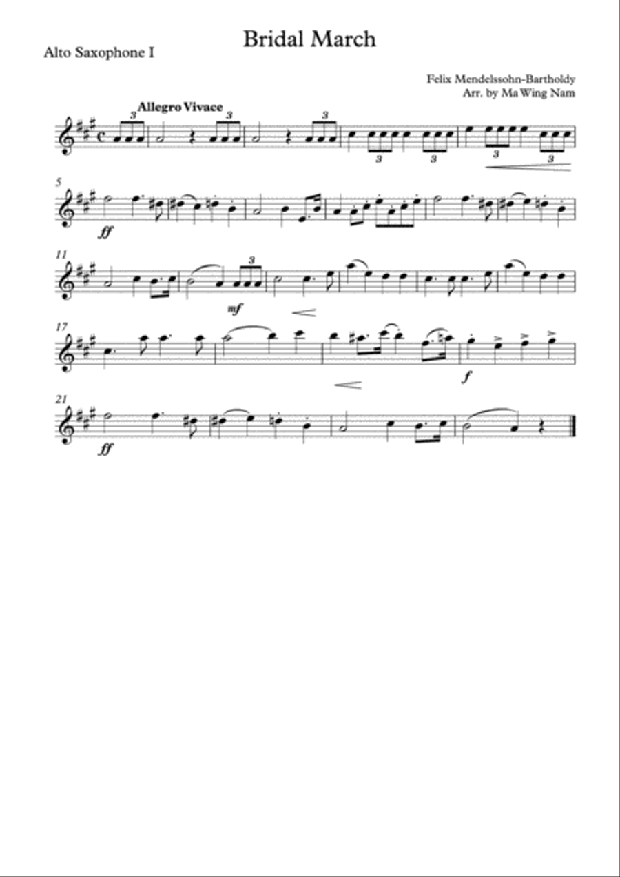 Bridal March for Saxphone Quintet - Wedding March Woodwind Quintet scores gallery preview page 3
