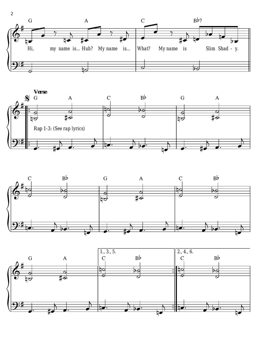 My Name Is Easy Piano scores gallery preview page 2