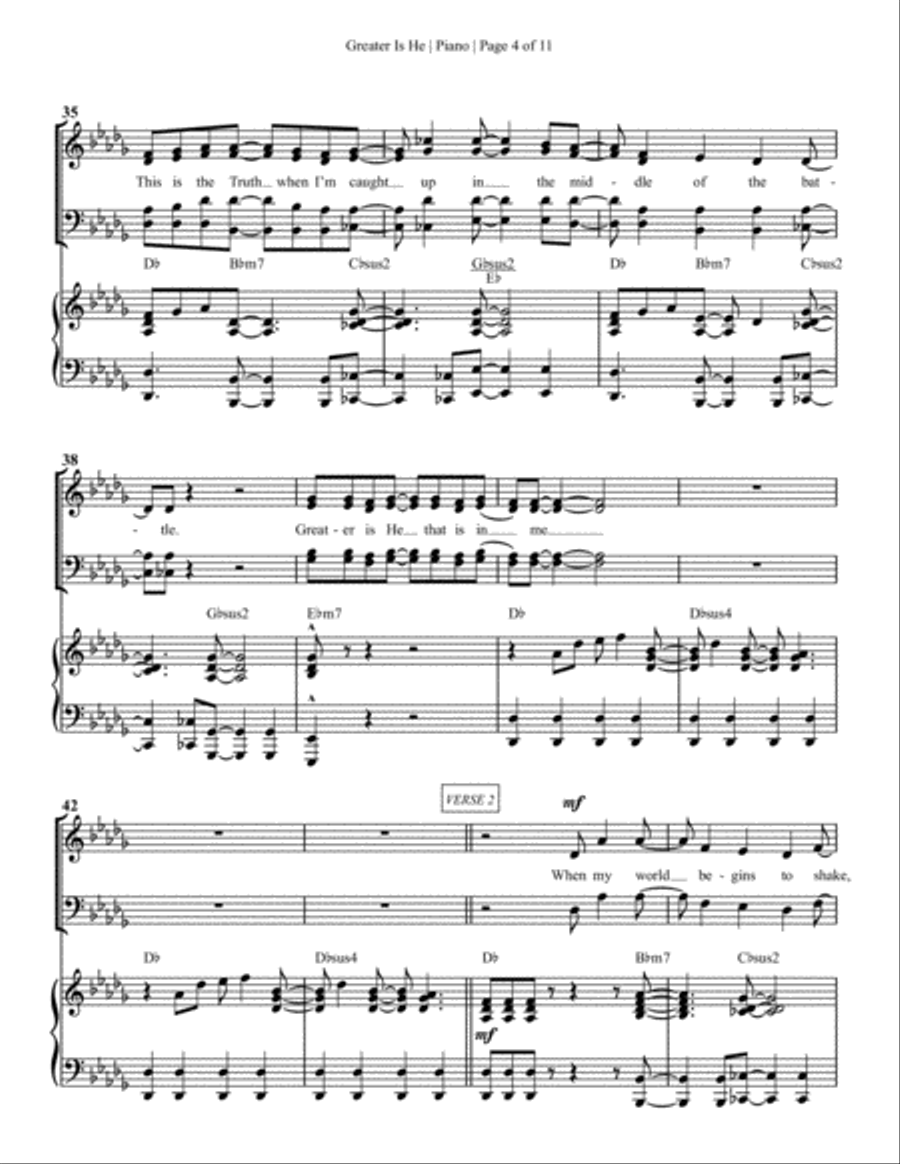 Greater Is He (Anthem) - Piano Accompaniment 4-Part scores gallery preview page 4