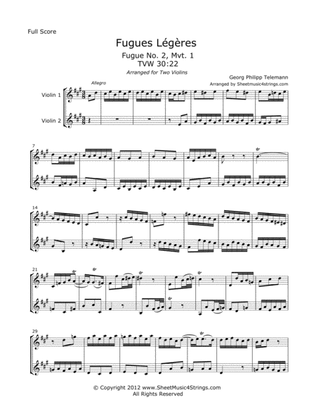 Telemann G. - Fugues Legeres for Two Violins