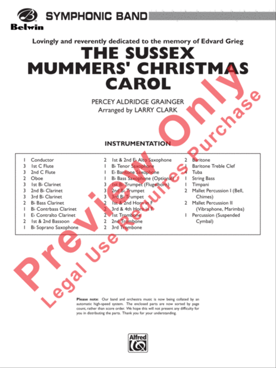 The Sussex Mummers' Christmas Carol Concert Band scores gallery preview page 2