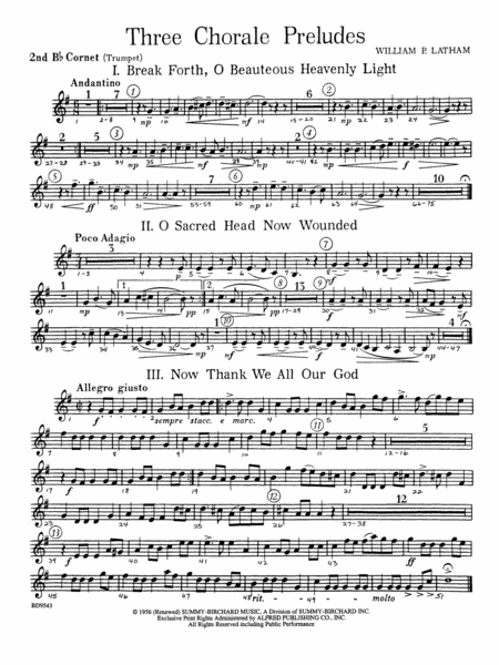 Three Chorale Preludes: 2nd B-flat Cornet