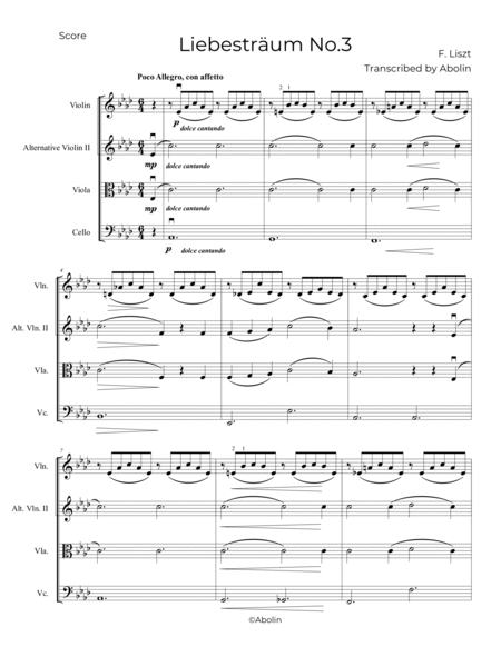 Liszt: Liebesträum No.3 - String Trio, or 2 Violins and Cello image number null