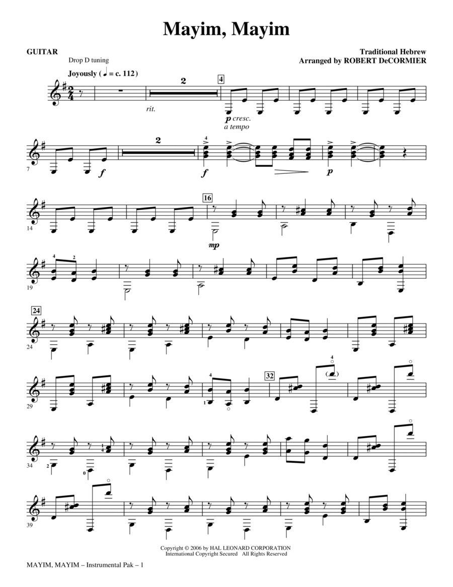 Mayim, Mayim - Guitar Choir scores gallery preview page 1
