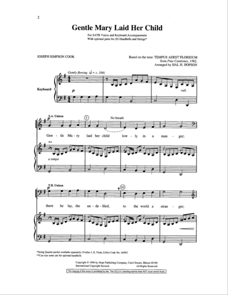 Gentle Mary Laid Her Child 4-Part scores gallery preview page 2