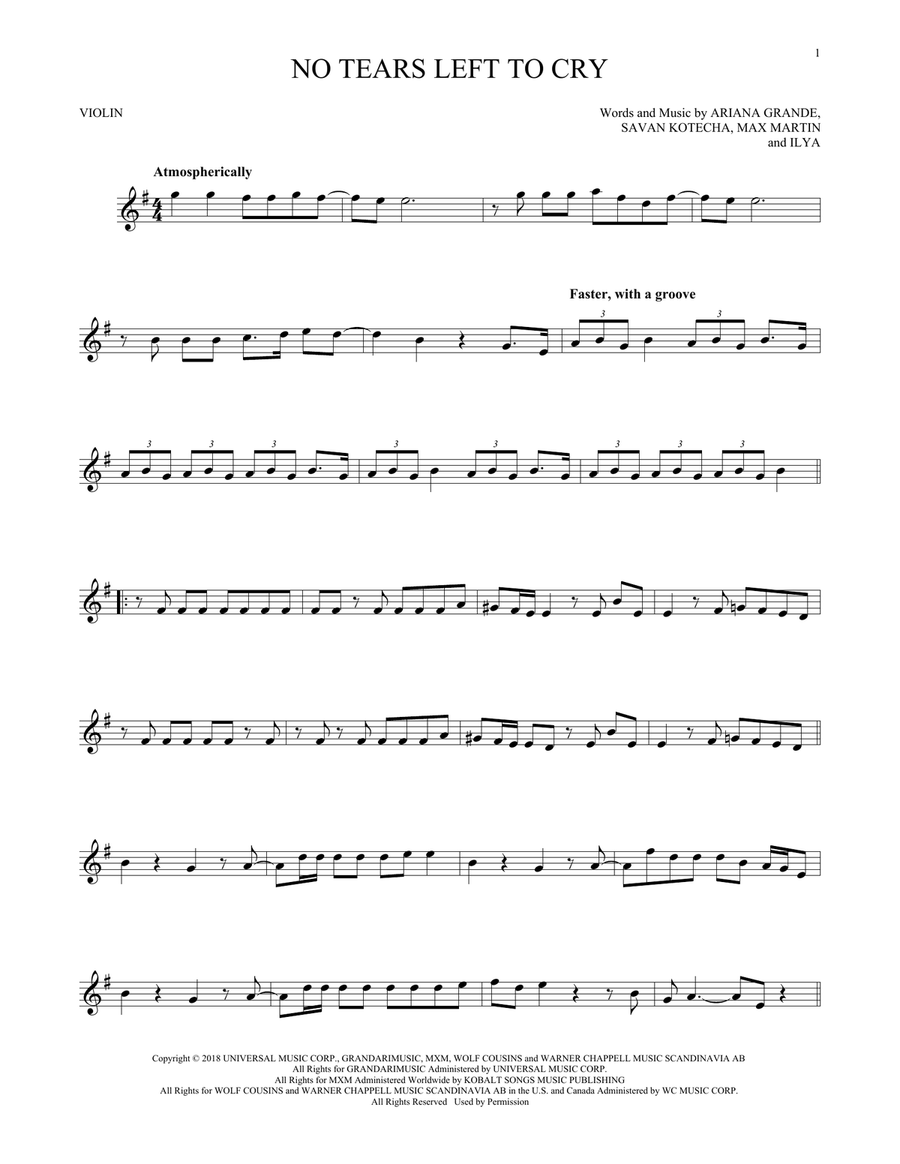 No Tears Left To Cry Violin Solo scores gallery preview page 1