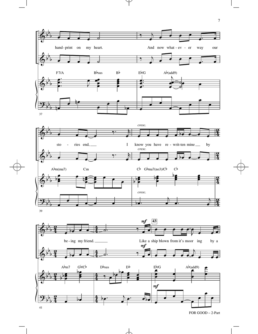 For Good (from Wicked) (arr. Mac Huff) 2-Part scores gallery preview page 6