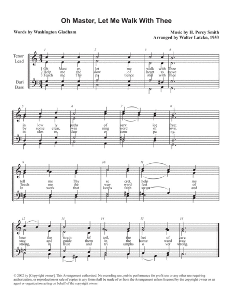 O Master, Let Me Walk With Thee TTBB scores gallery preview page 1