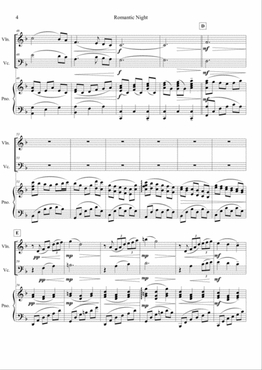 Romantic Night (Violin, Cello, Piano) Piano Trio scores gallery preview page 4