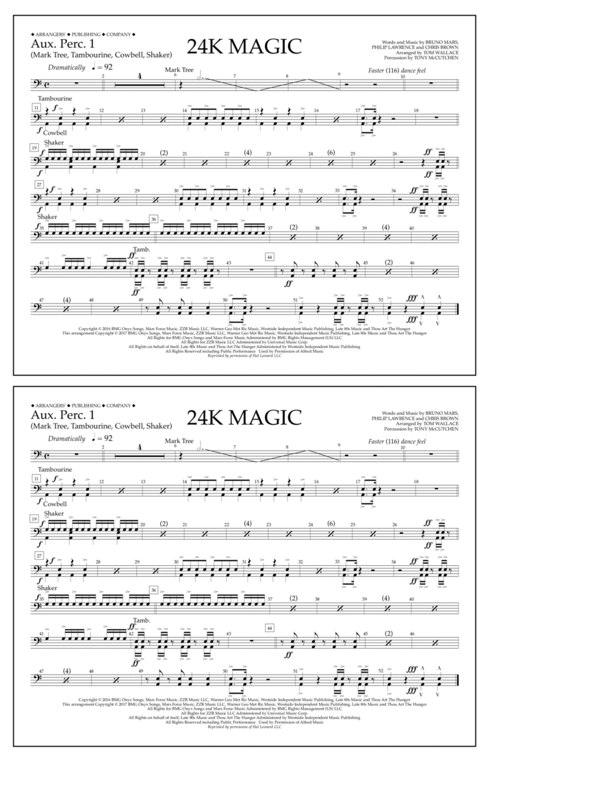 24K Magic - Aux. Perc. 1 Marching Band scores gallery preview page 1