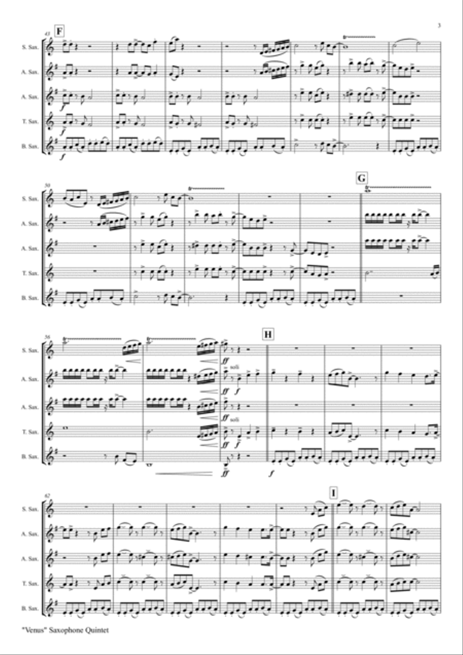 Venus Saxophone Quintet scores gallery preview page 3