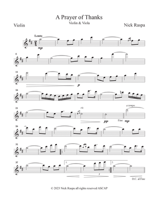 A Prayer of Thanks (Violin & Viola) Violin part
