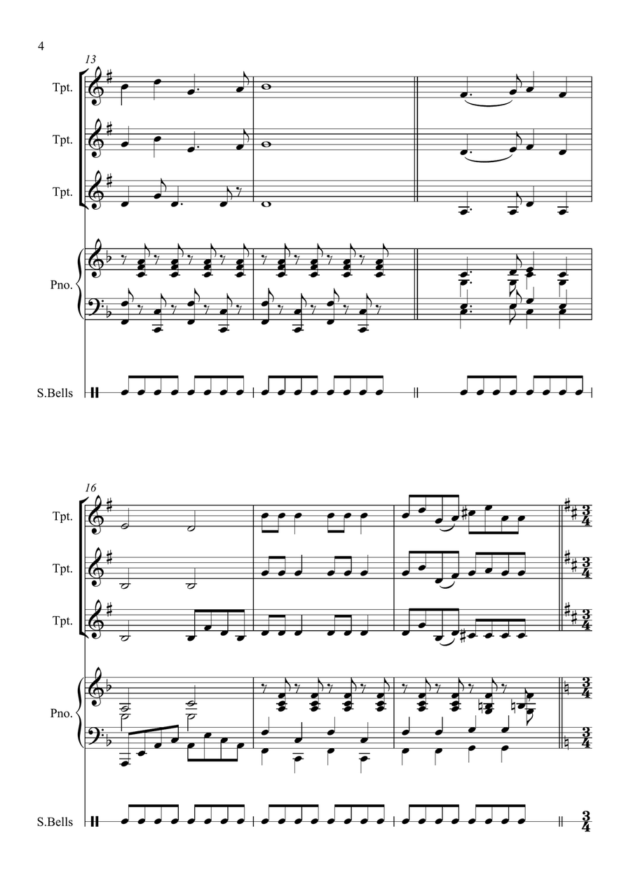 Christmas Carol Chaos for Trumpet Trio and Piano Trumpet Trio scores gallery preview page 4