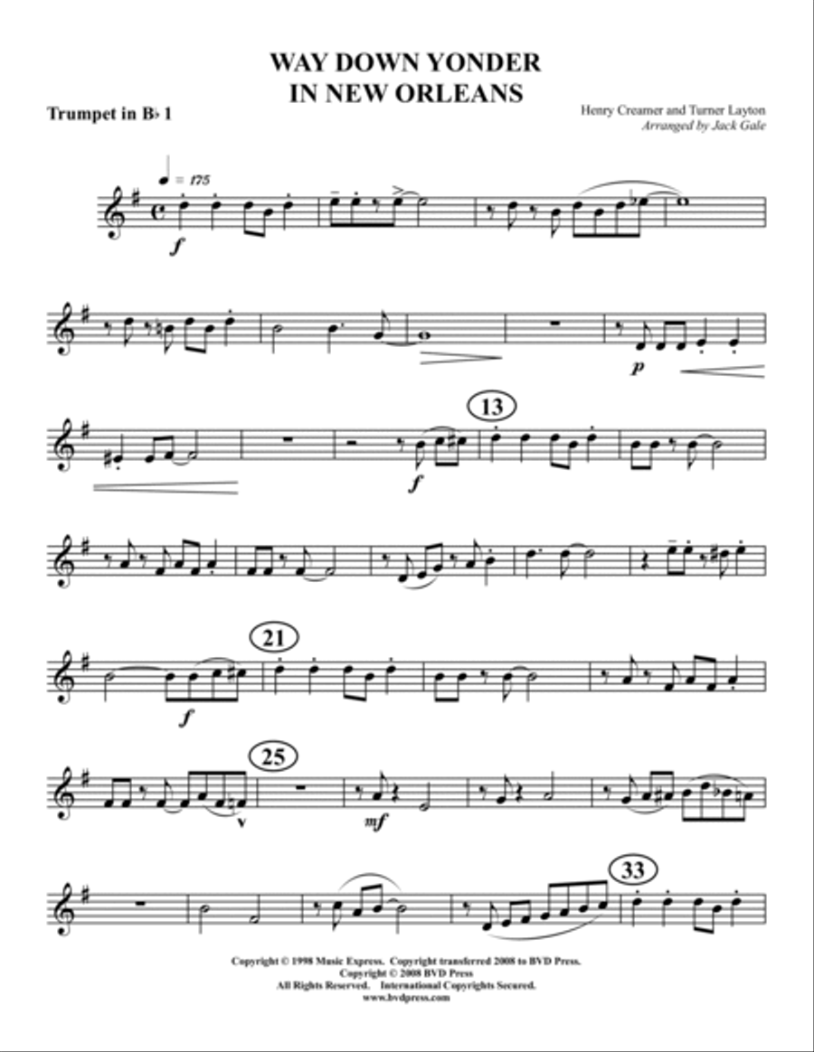 Way Down Yonder in New Orleans Brass Quartet scores gallery preview page 4