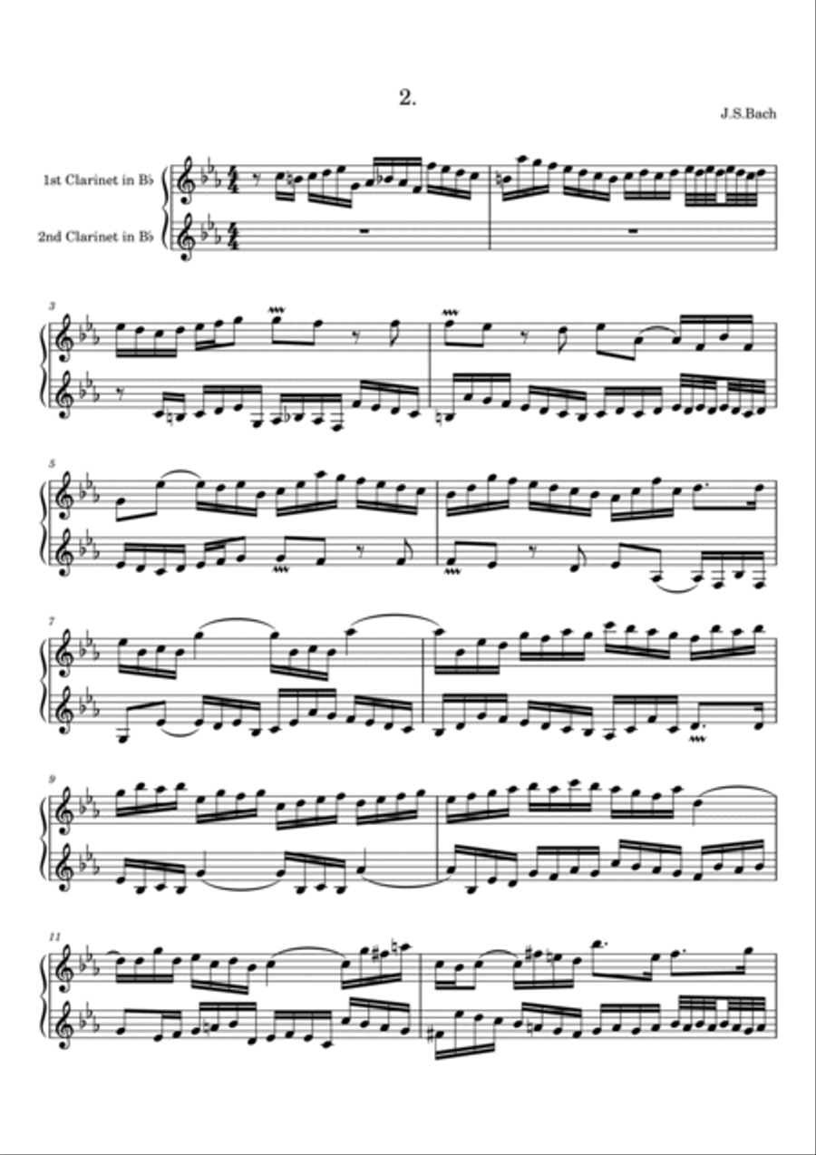 Bach: 15 Inventions for two clarinets Clarinet Duet scores gallery preview page 3