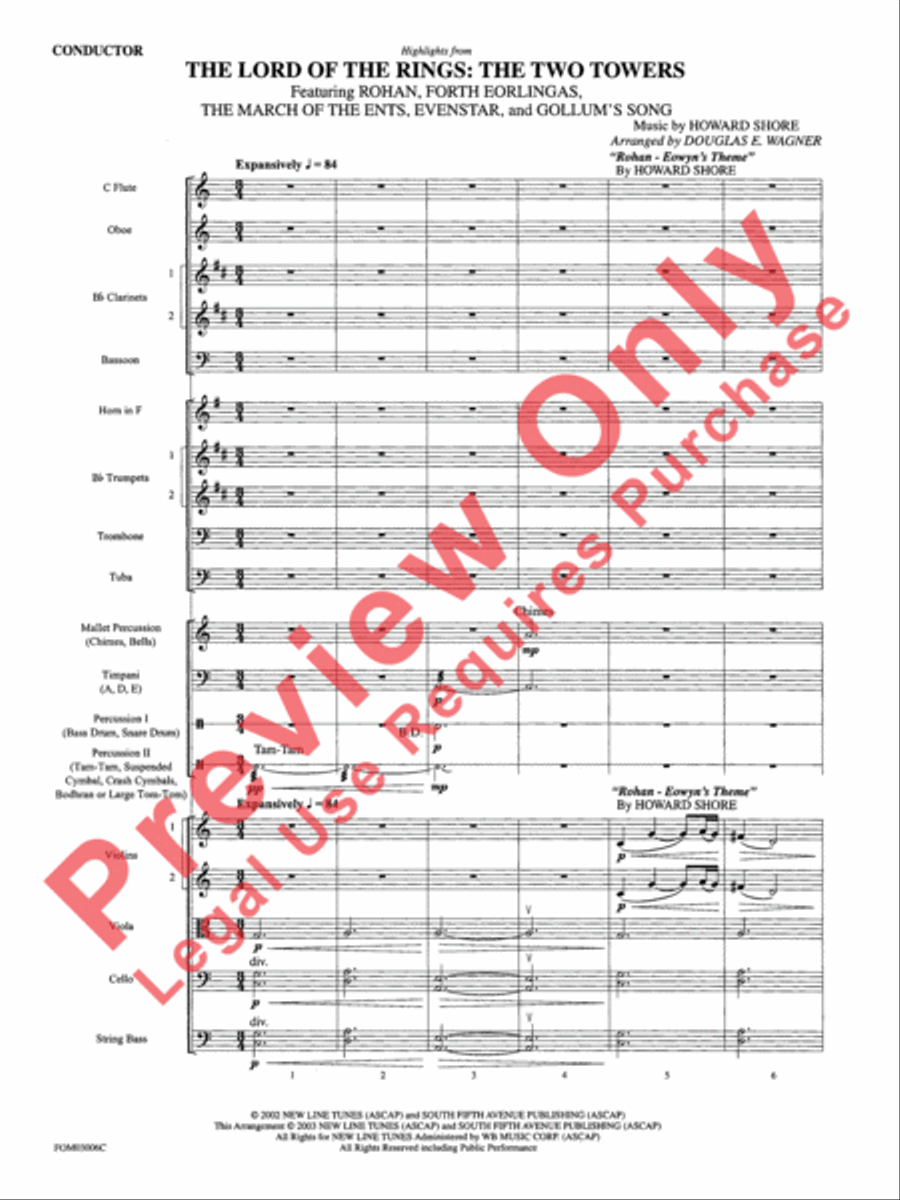 The Lord of the Rings: The Two Towers, Highlights from Full Orchestra scores gallery preview page 4