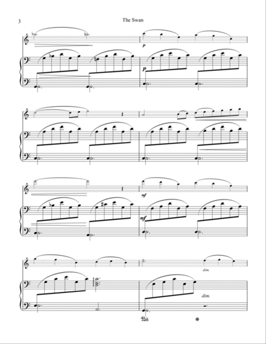 The Swan / Le cygne for easy 1 piano, 4 hands (3 hands) 1 Piano, 4-Hands scores gallery preview page 3