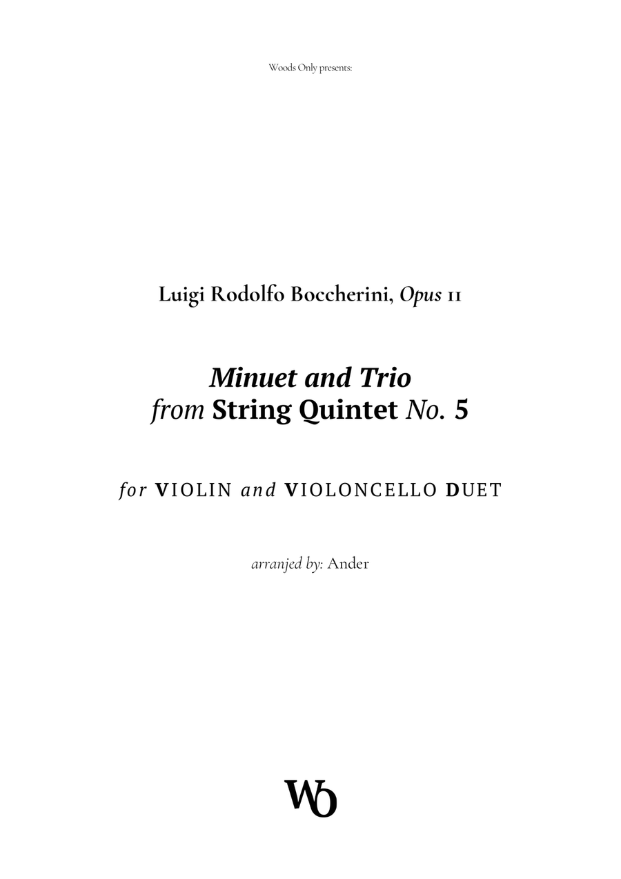 Minuet by Boccherini for Violin and Cello String Duet scores gallery preview page 1