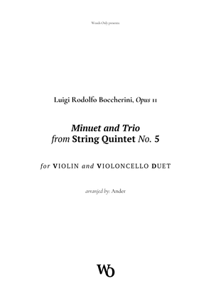 Book cover for Minuet by Boccherini for Violin and Cello